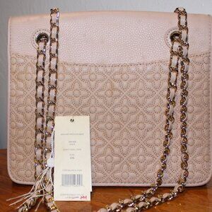 New $465 Tory Burch Quilted Baby Pink Leather Flap Chain Strap Hobo Shoulder Bag
